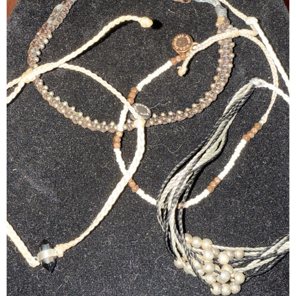 Authentic Pura Vida Bracelet Set Silver‎ Beads Crystal Beaded Boho Beach - Picture 1 of 8
